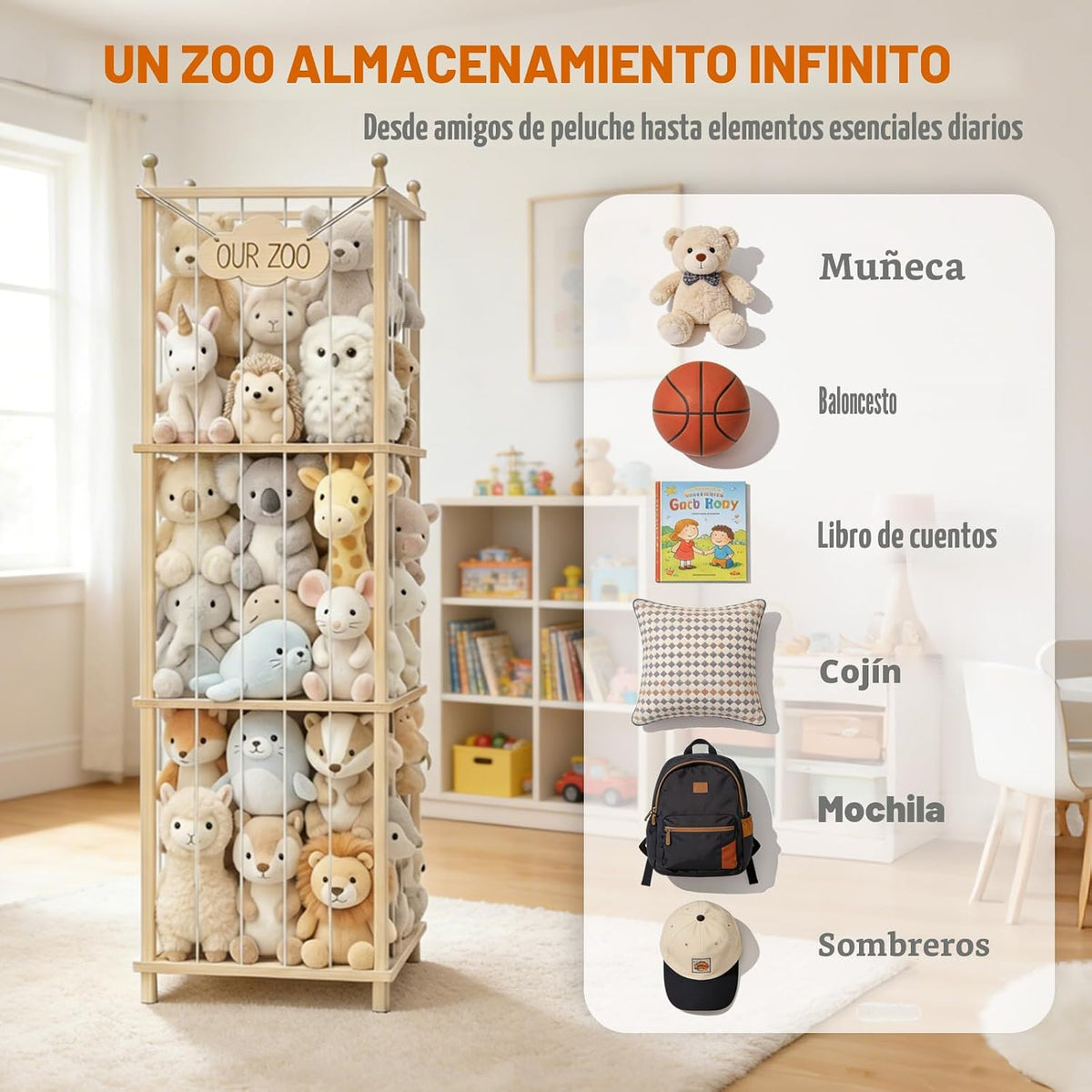 MIRCNY Almacenamiento de animales de peluche, torre organizadora de...