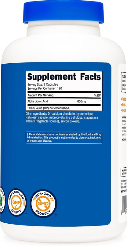 Nutricost Ácido alfa lipoico de 600 mg, 240 cápsulas vegetarianas,...
