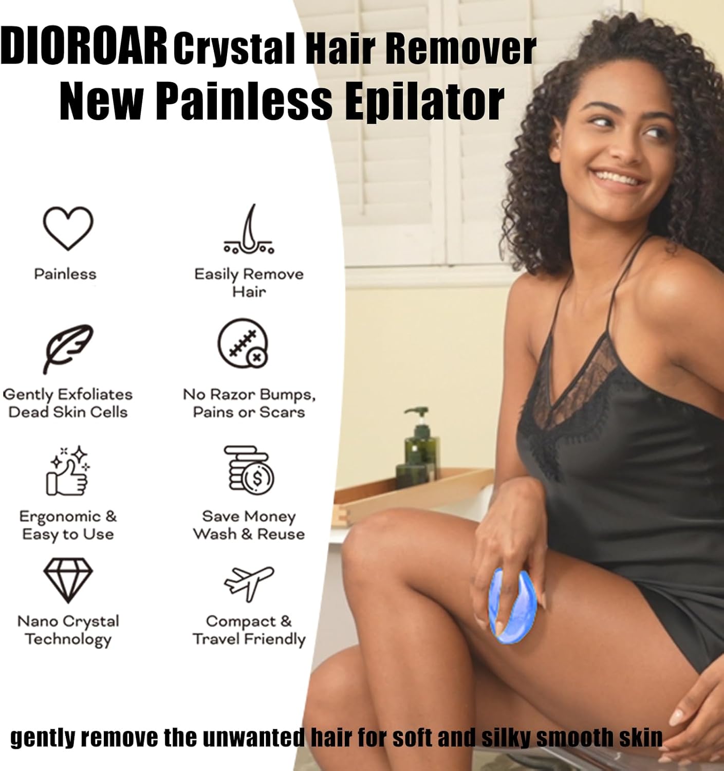 DIOROAR Borrador de pelo de cristal, eliminador de pelo de cristal,...