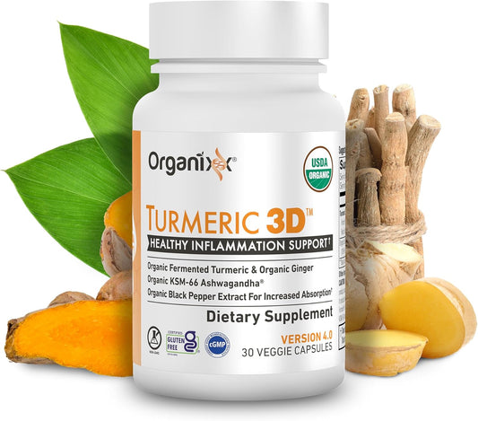 Organixx Suplemento orgánico de curcumina de cúrcuma USDA con Ashwa...