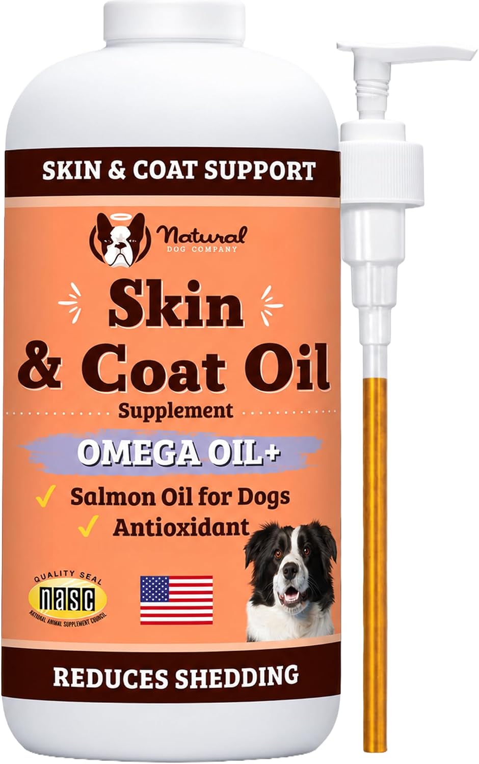Natural Dog Company Aceite para Piel y Pelaje (16 oz.), Apoya la Sa...