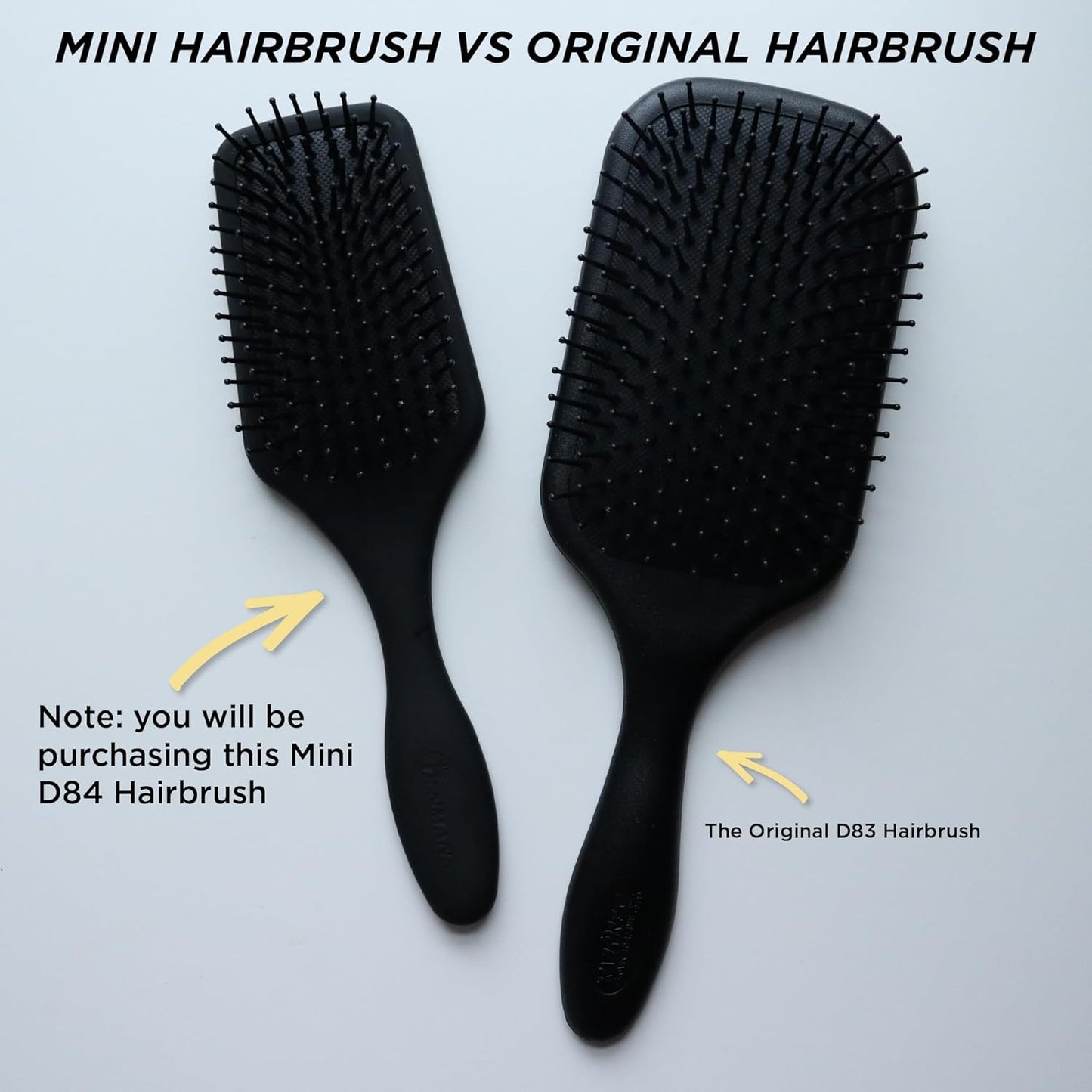 Denman Mini cepillo de pelo con cojín de paleta para secar con soplado, desenredar y viajar sobre la marcha, estilo cómodo, alisado y alisado, para mujeres y hombres, D84