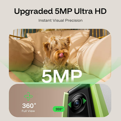 TKENPRO Cámara para mascotas Ultra HD de 5 MP, cámara para perros c...