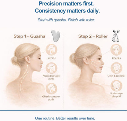 Gua Sha - Juego de herramientas faciales y rodillos faciales, herra...
