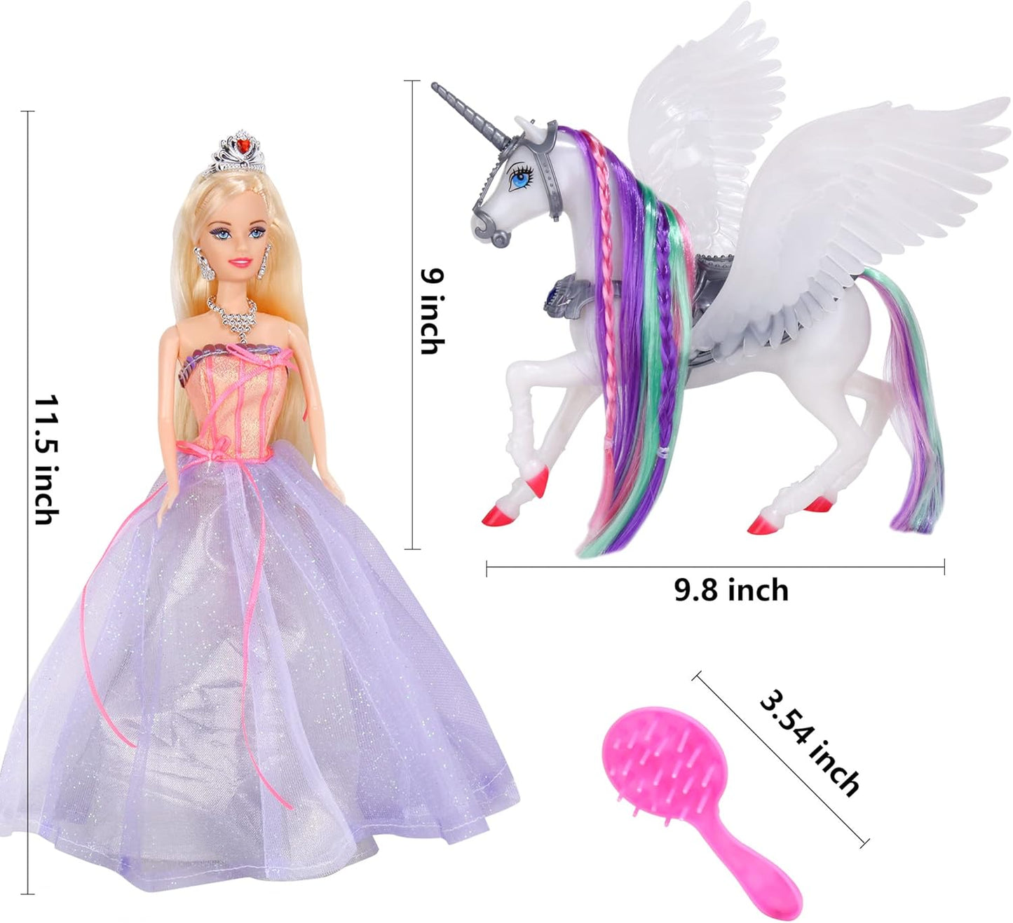 BETTINA Muñeca de unicornio y princesa que cambia de color, cambio...