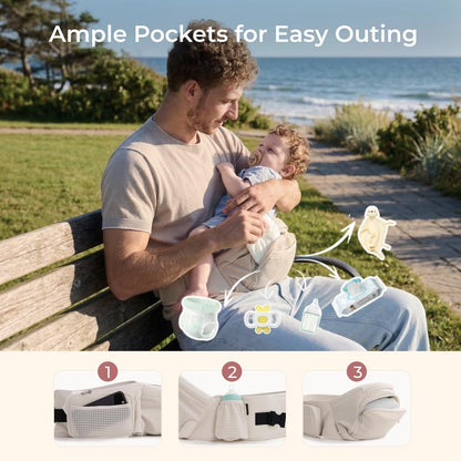 Momcozy Portabebés con asiento de cadera, transporte 2 en 1 orienta...