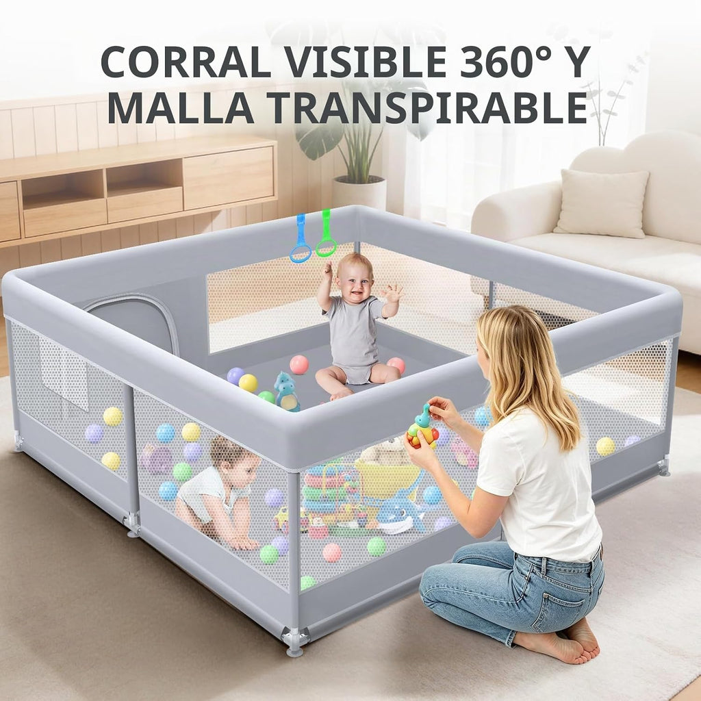 XVISHX Corralito para bebés de 50 x 50 pulgadas, corralito para beb...