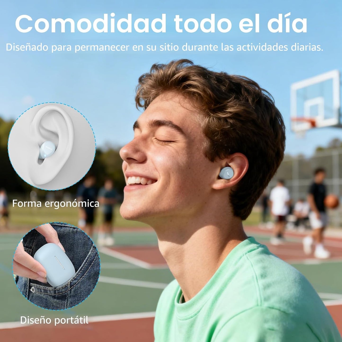 TOZO Auriculares inalámbricos A1 Bluetooth 5.3 de peso ligero en el...