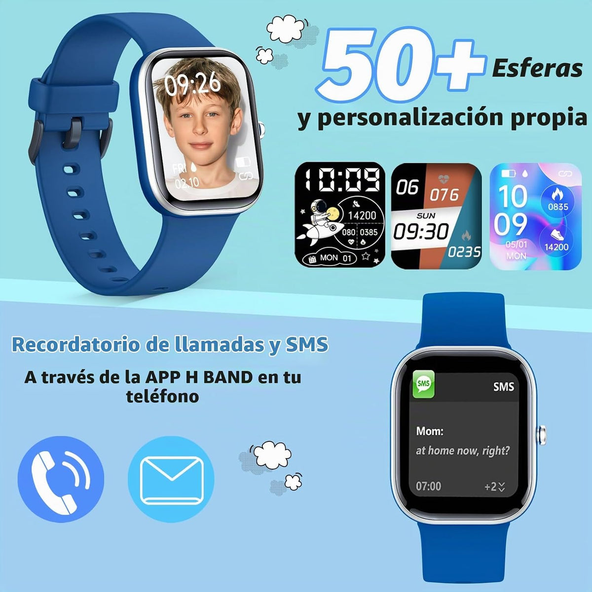 Reloj inteligente para niños, rastreador de fitness, no necesita te...