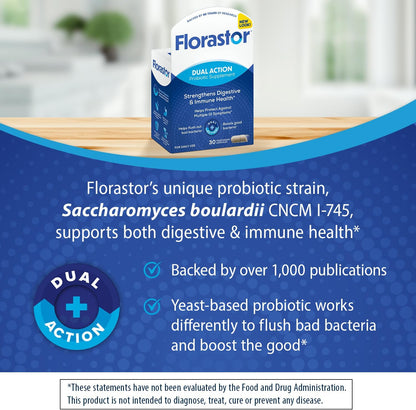 Florastor Probióticos para la salud digestiva e inmunológica, 30 cá...