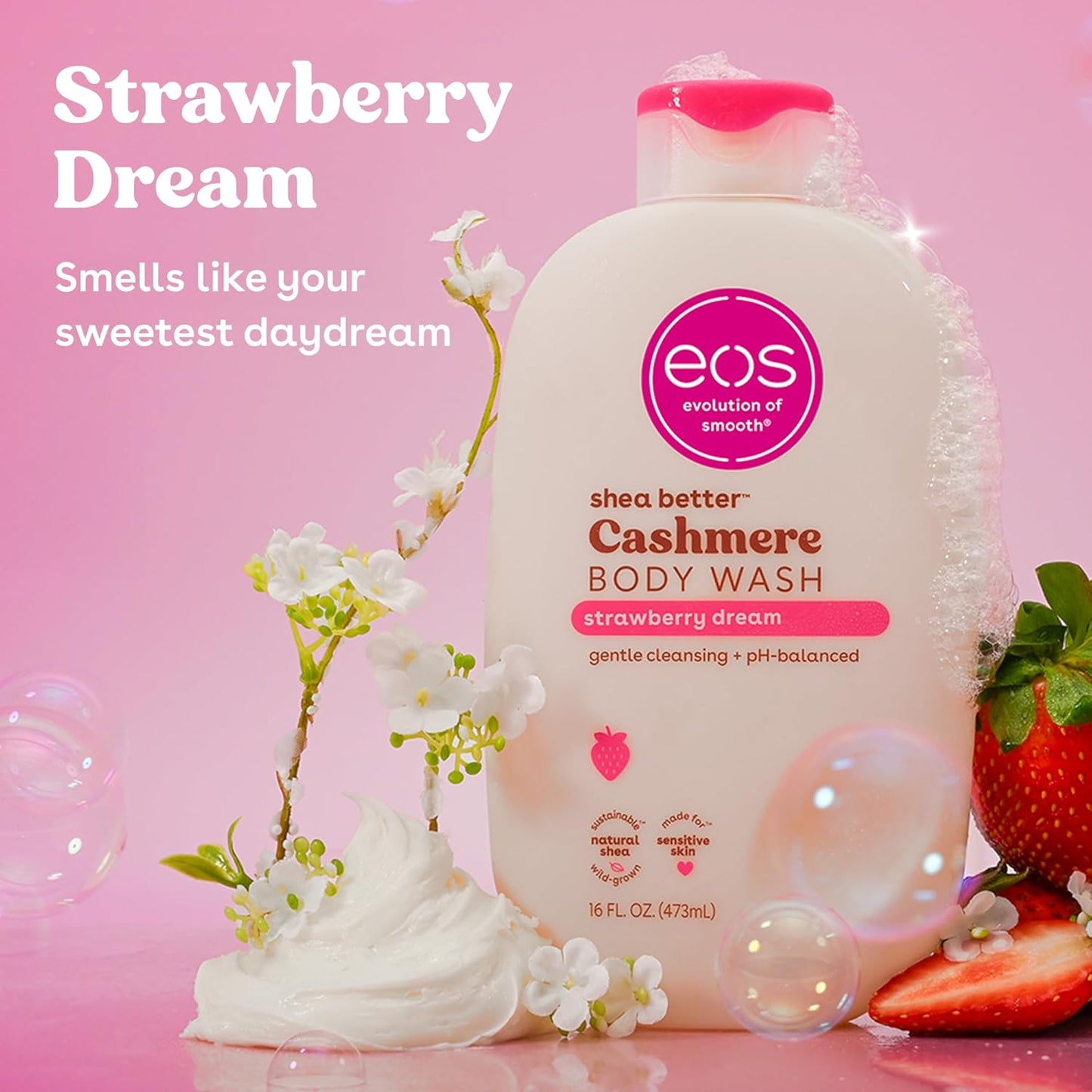 eos Gel de baño de cachemira \u2013 Strawberry Dreams, gel hidratan...