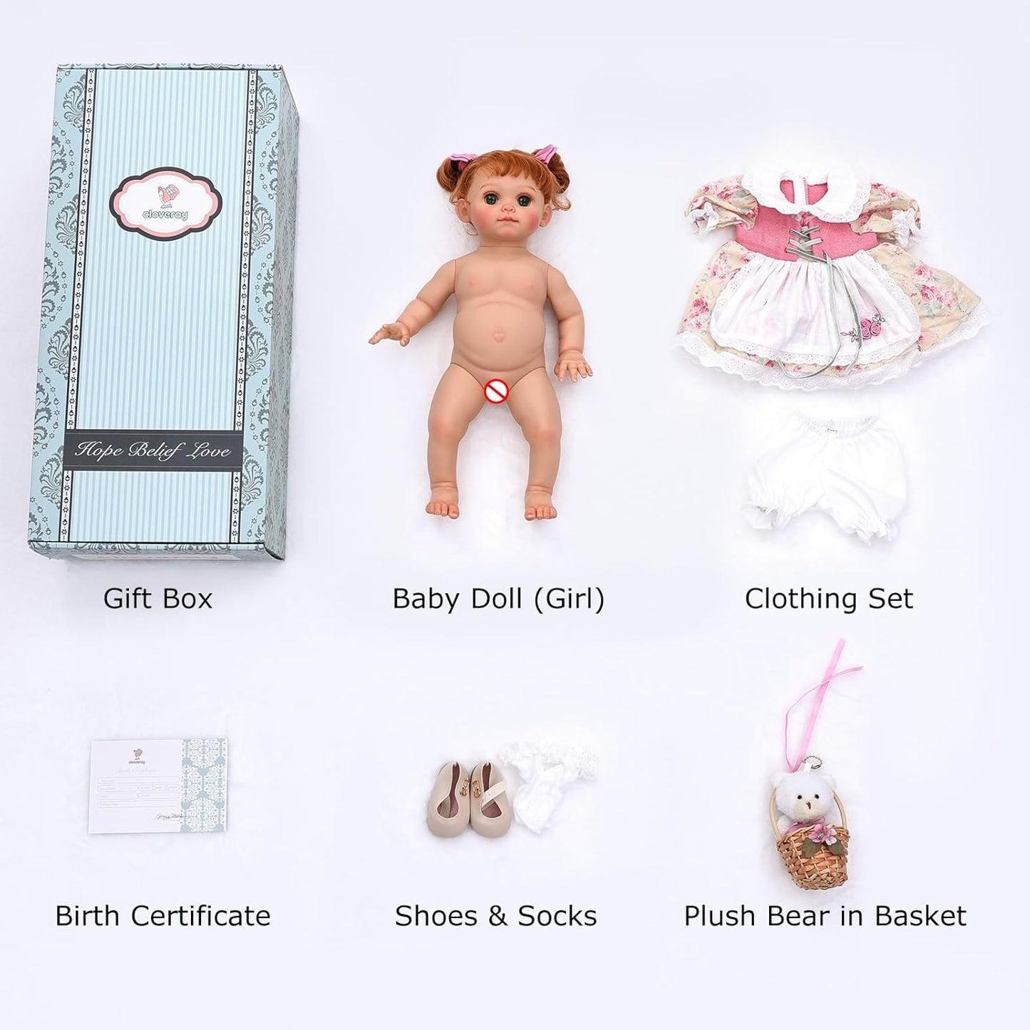 Muñeca bebé de Cloveray, muñeca reborn realista de 18 pulgadas con...