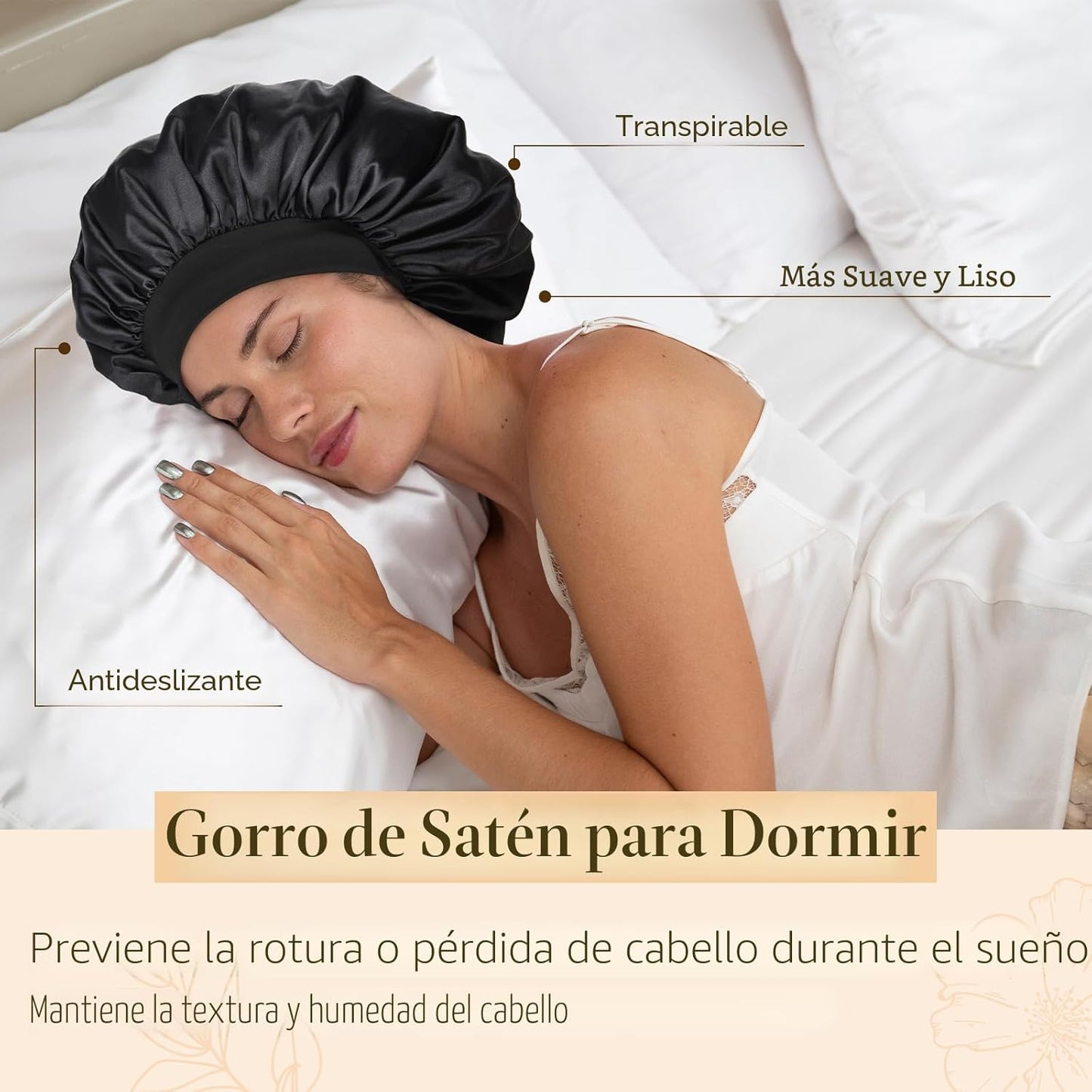 YANIBEST Gorro de seda para hombres y mujeres, gorro de satén de do...