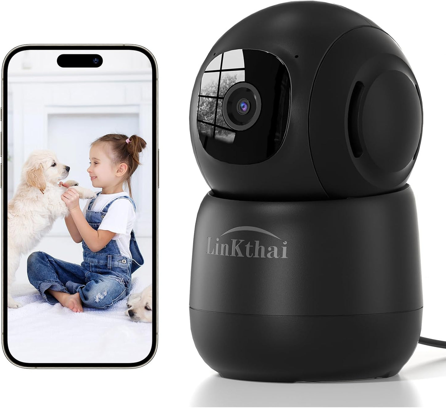 Linkthai Cámara interior, cámaras 2K para seguridad en el hogar con...