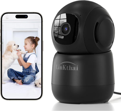 Linkthai Cámara interior, cámaras 2K para seguridad en el hogar con...