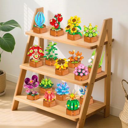 Juego de 24 flores y suculentas, 2160 piezas, colección botánica de 0.142 in, kit de mini flores para decoración del hogar, oficina, bloques de plantas, juguetes, regalos de fiesta de Pascua