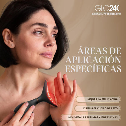 GLO24K - Dispositivo de belleza facial y cuello con luz roja, herra...