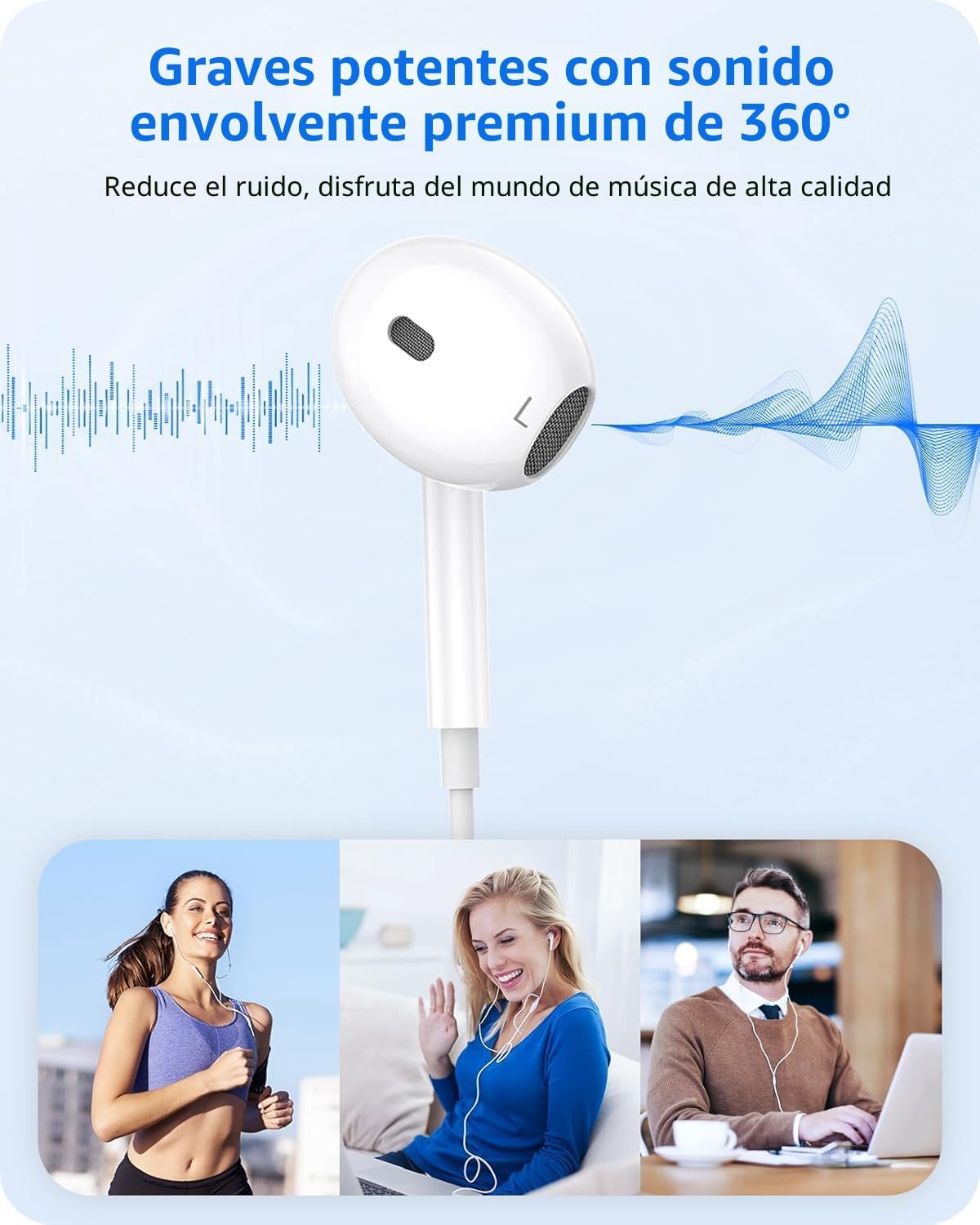 2 paquetes de auriculares USB C para iPhone 17 16, auriculares con...