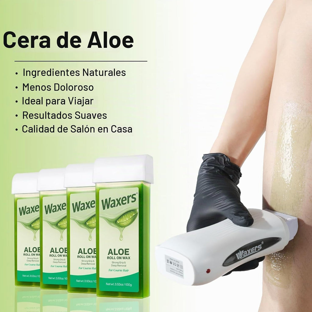 Kit de cera en rollo Waxers, rodillo de depilación con cera de aloe...
