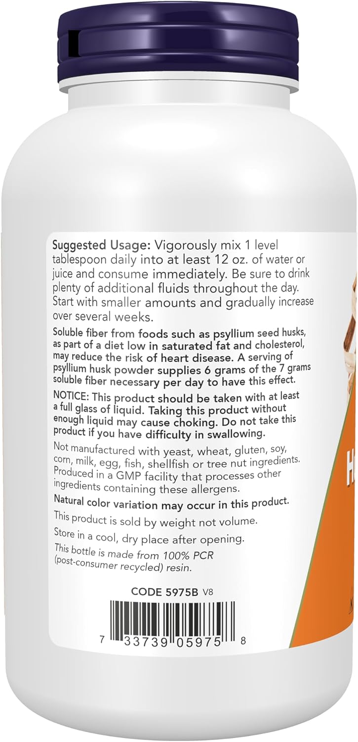 NOW Foods Suplementos, polvo de cáscara de psyllium, proyecto verif...