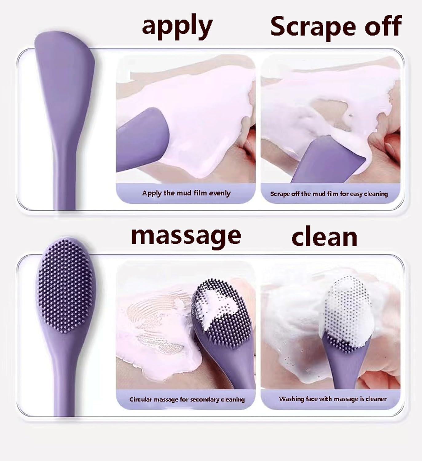 Cepillo facial de silicona, 2 en 1 herramienta de cepillo de limpie...