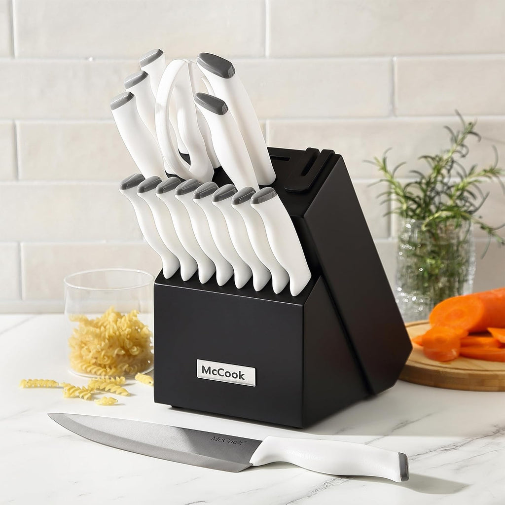 McCook Juego de cuchillos de cocina de 24 piezas con afilador incor...