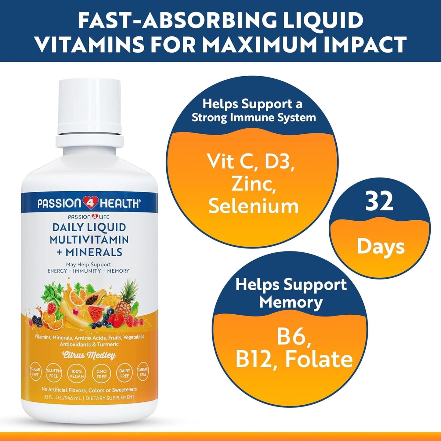 Passion 4 Life Multivitamínico líquido diario + minerales - Más de...
