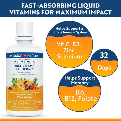 Passion 4 Life Multivitamínico líquido diario + minerales - Más de...