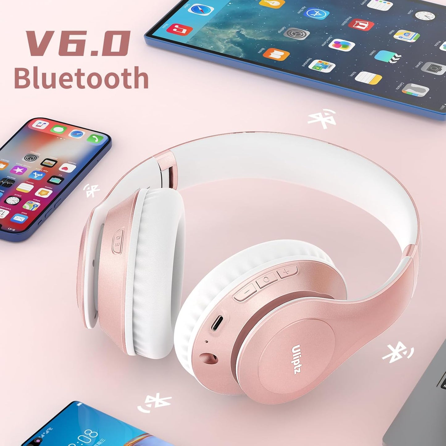 Uliptz Auriculares Bluetooth inalámbricos, tiempo de reproducción d...