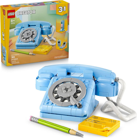 LEGO Creator 31174 - Teléfono retro 3 en 1 para niños, decoración del hogar para dormitorio o habitación de los niños, juguete de construcción y juego de aprendizaje para niñas y niños, a partir de 8