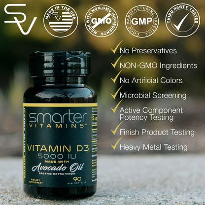Smarter Vitamina D3 5000 UI en aceite de aguacate 125mcg - 90 mini...