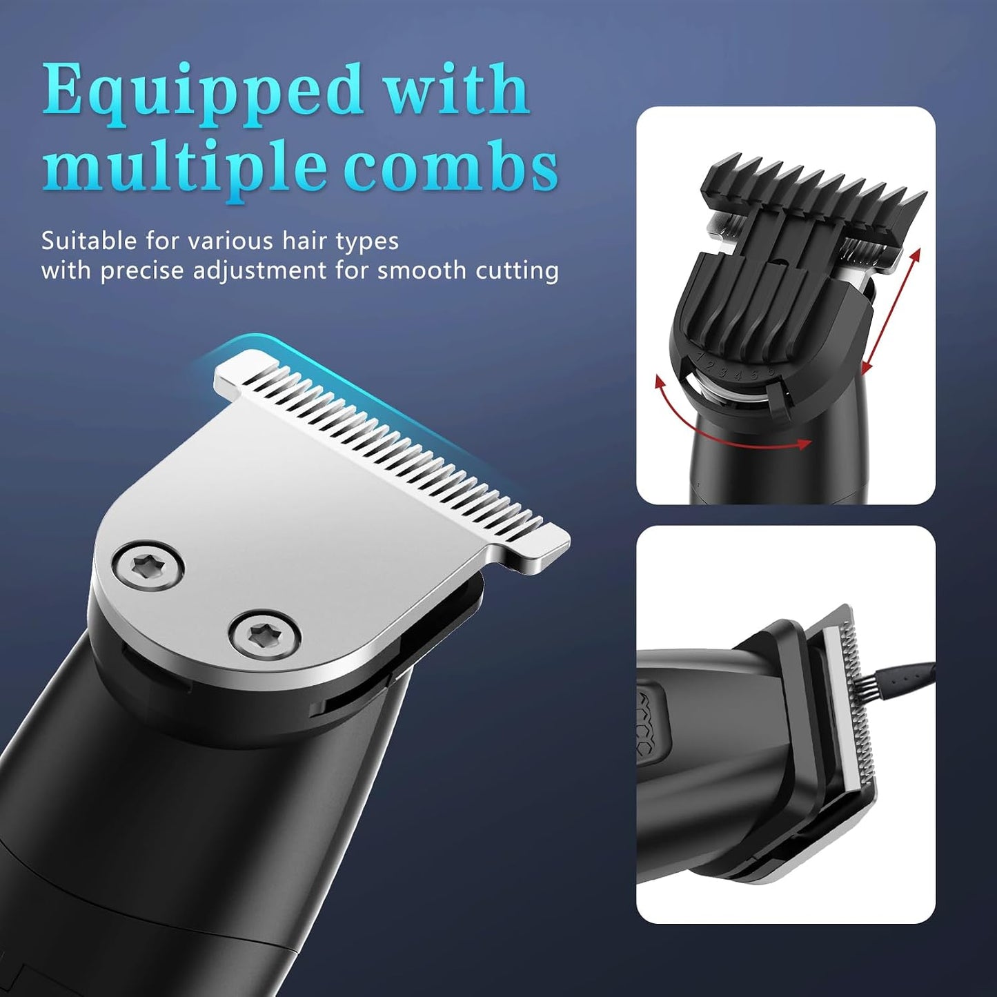 Bomxin Cortadora de barba para hombres, 6 en 1, inalámbrica, imperm...