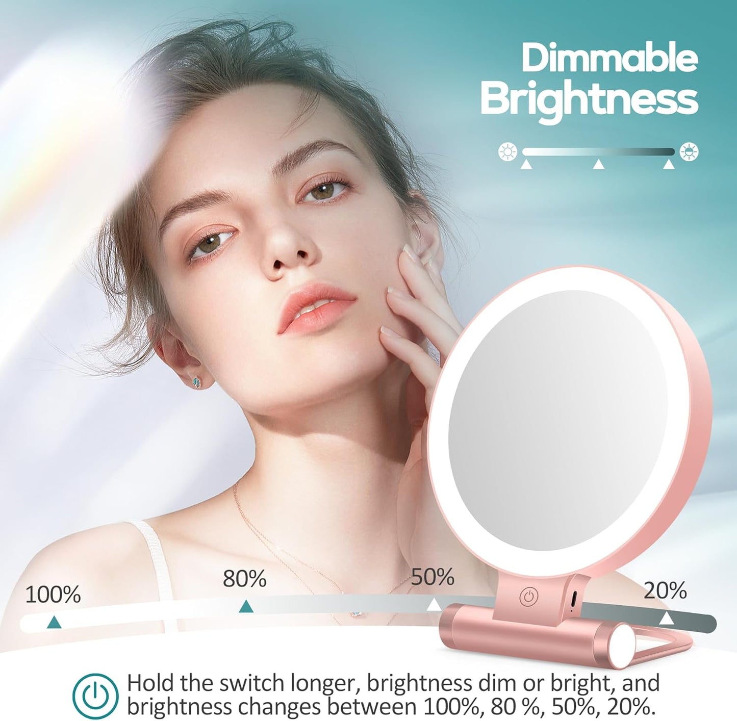 B Beauty Planet Espejo de aumento con luz 30X, espejo de maquillaje...