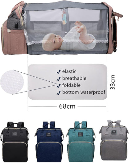 houscly Mochila Bolsa de Pañales Verde para Mamá: Bolsas de Bebé pa...
