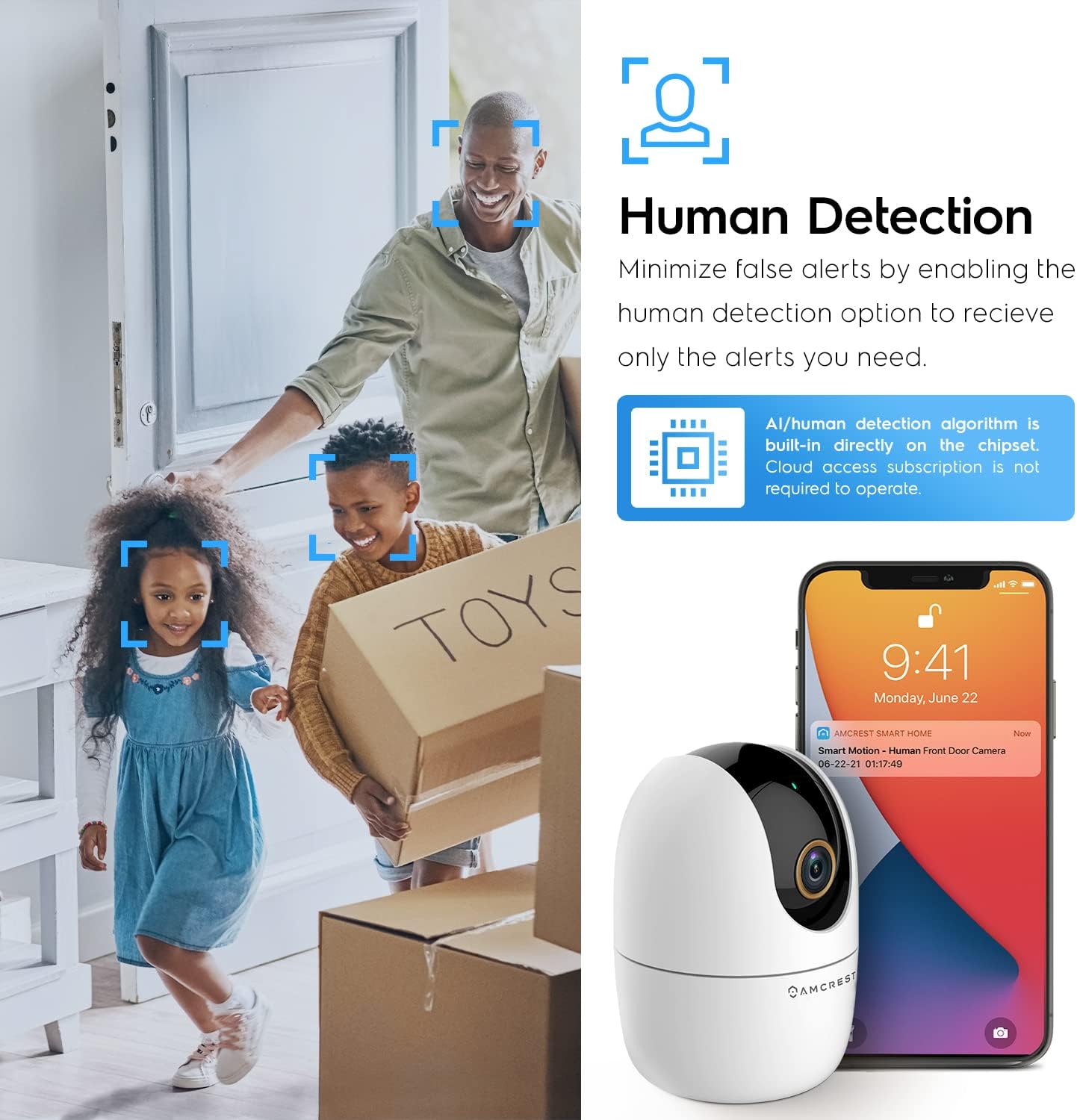 Amcrest Cámara WiFi de 4 MP para interiores, monitor de sonido y be...