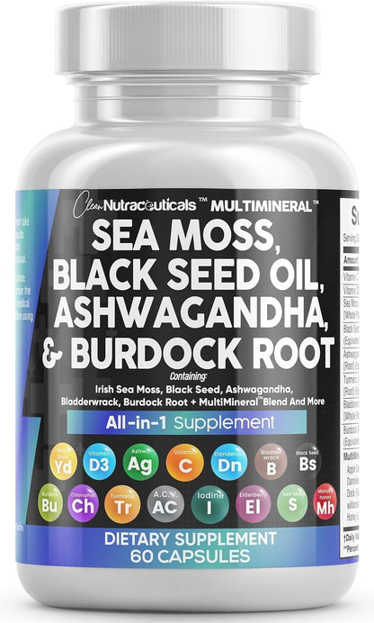 Clean Nutraceuticals Musgo Marino Aceite de Semilla Negra Ashwagand...
