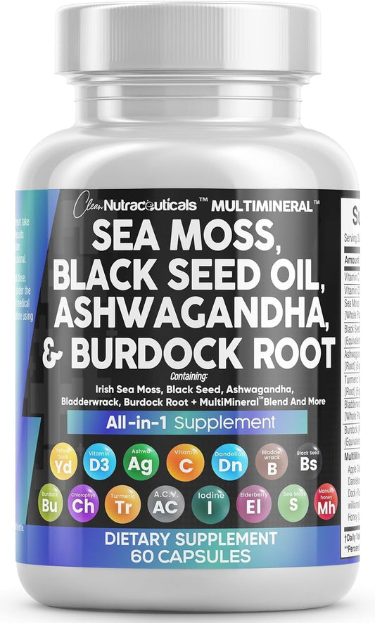 Clean Nutraceuticals Musgo Marino Aceite de Semilla Negra Ashwagand...