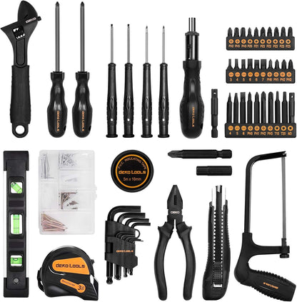 DEKOPRO Kit de herramientas manuales para el hogar general de 218 piezas, juego de herramientas profesionales de reparación de automóviles para propietarios de viviendas, juego de herramientas