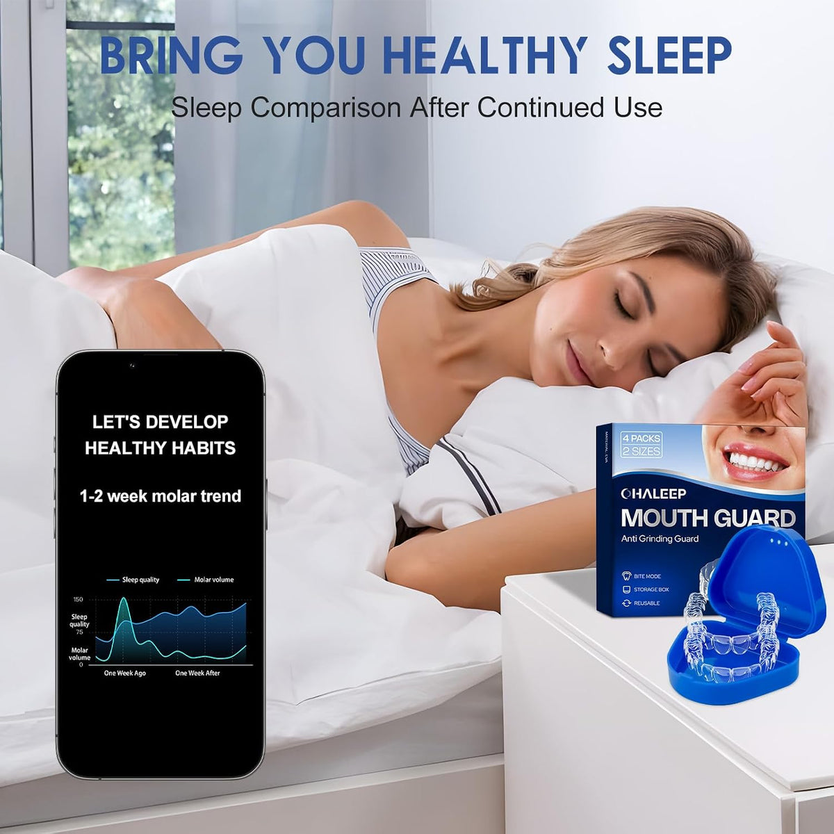 OHALEEP Protector anti molienda para apretar los dientes por la noc...