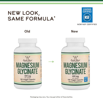Glicinato de magnesio 400 mg | 180 cápsulas | Soporte para dormir,...