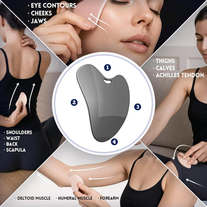 Yeamon Gua Sha - Juego de herramientas faciales y rodillo facial, h...
