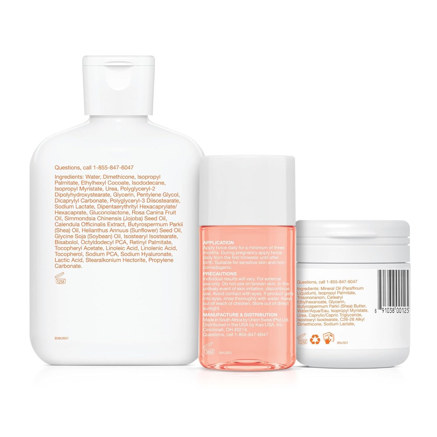 Bio-Oil Juego de cuidado de la piel para cicatrices, estrías y piel seca, kit de 3 piezas de tamaño de viaje que incluye aceite para el cuidado de la piel (2 onzas), gel para piel seca (1.7 onzas) y loción corporal (5.7 onzas), estrías de embarazo y mater