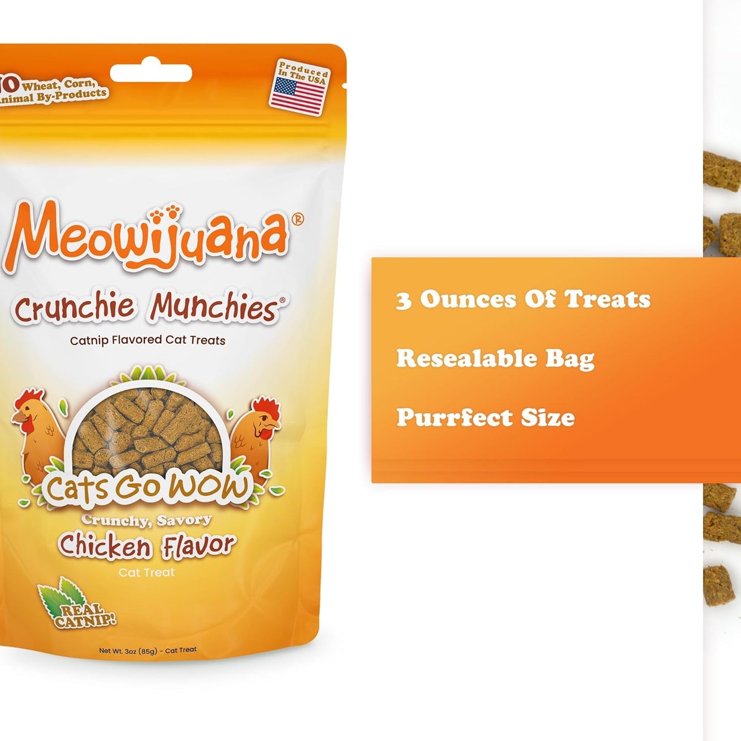 Trío de golosinas de pollo Meowijuana | Paquete de 3 golosinas de h...