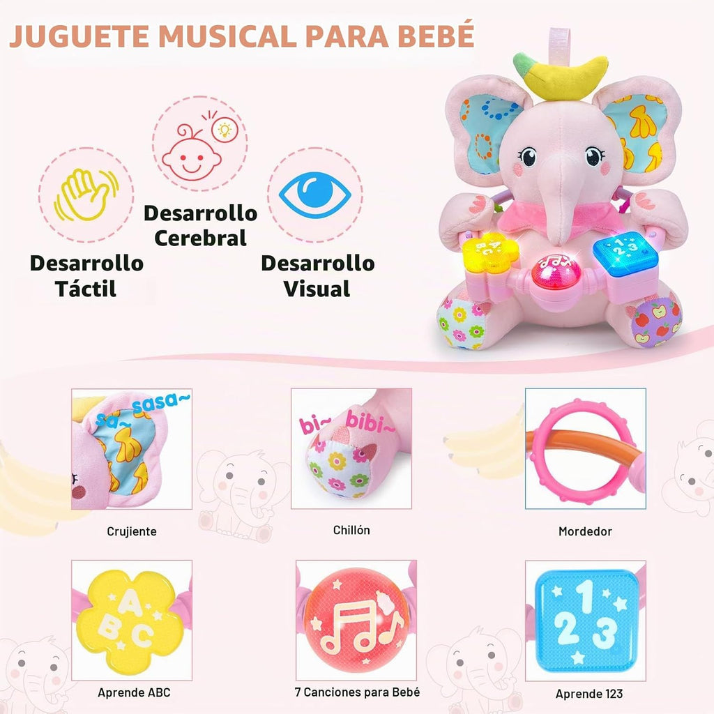 Ryotagift Animales de Peluche Juguetes de Elefante Musical Bilingüe...
