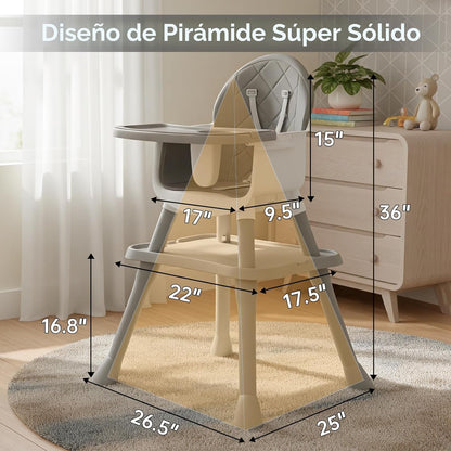 Silla alta convertible 6 en 1 para bebé, asiento elevador, silla pa...