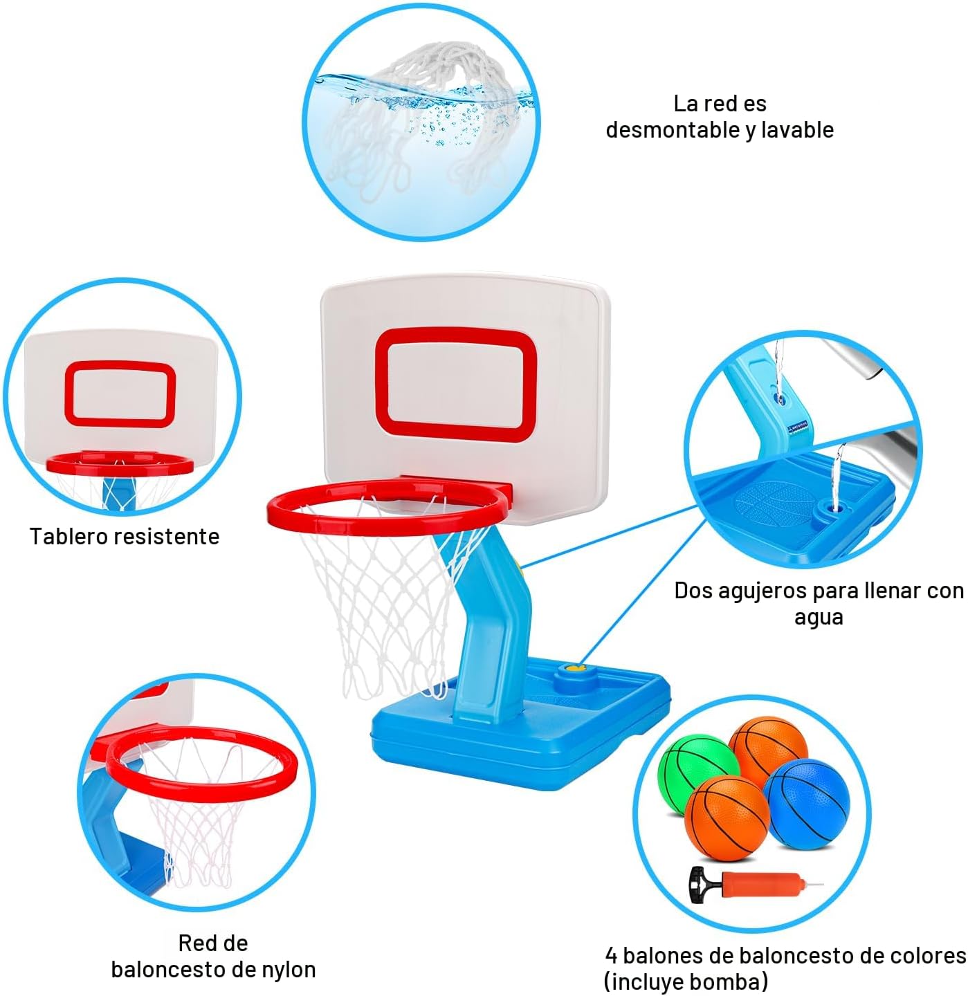 Aro de baloncesto para niños pequeños, mini, ajustable, para interi...