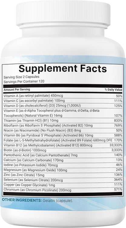 Micro Ingredients Multivitamínico metilado puro, 240 cápsulas | Fór...