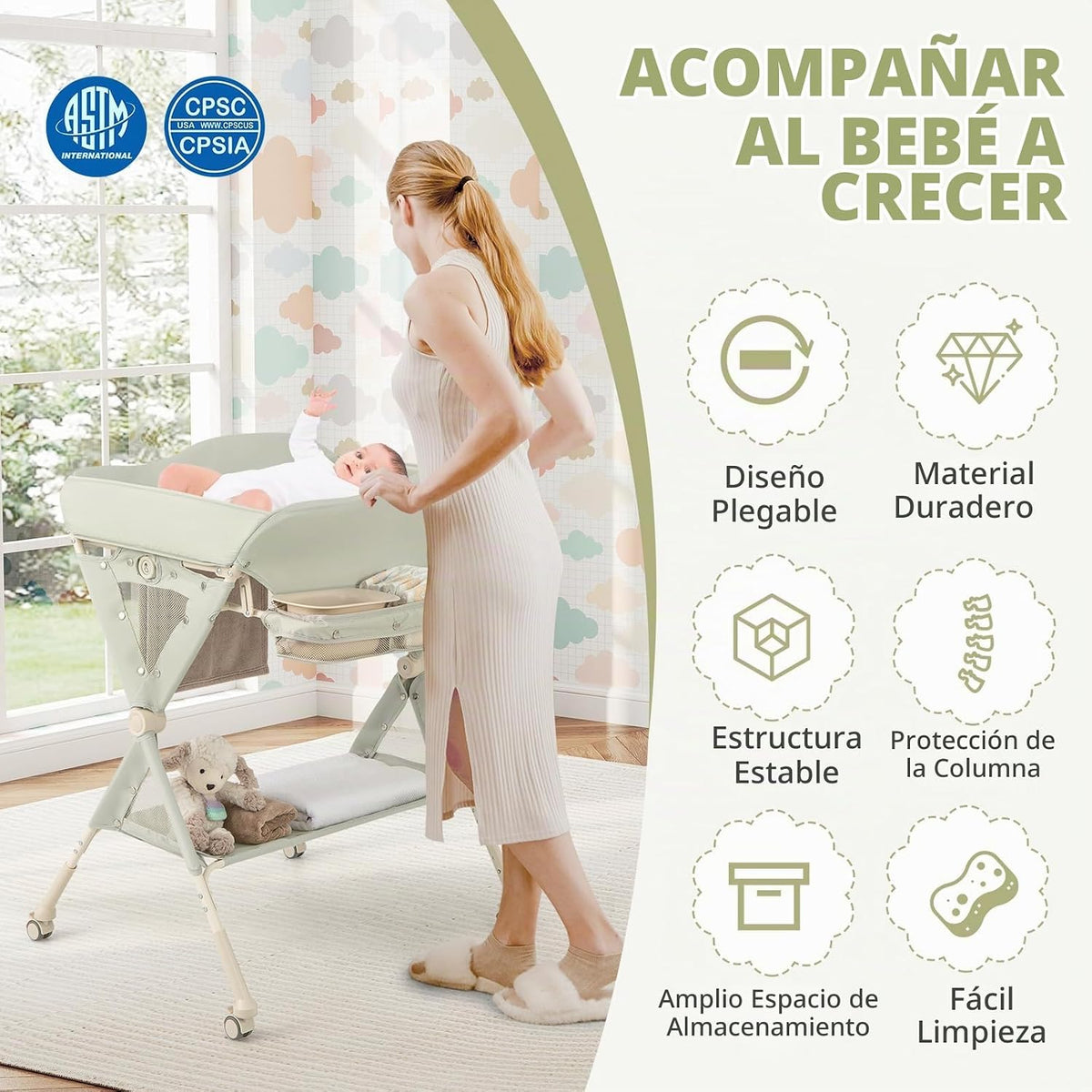 BABY JOY Cambiador portátil para bebé, estación plegable para cambi...
