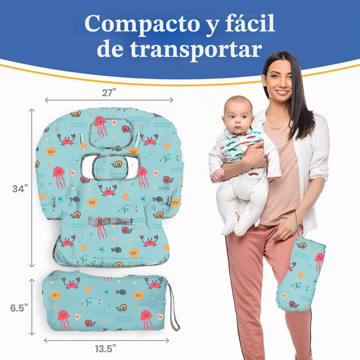 PILLANI Funda para carrito de compras para bebé, funda para silla a...