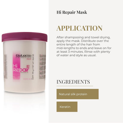 Salerm Máscara Hi Repair con complejo de proteínas de sílice 02, 34...